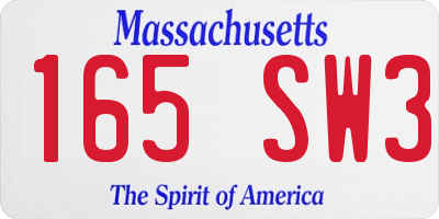 MA license plate 165SW3