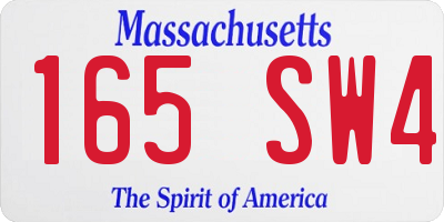 MA license plate 165SW4
