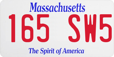 MA license plate 165SW5