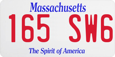 MA license plate 165SW6