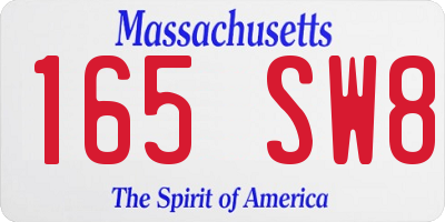 MA license plate 165SW8