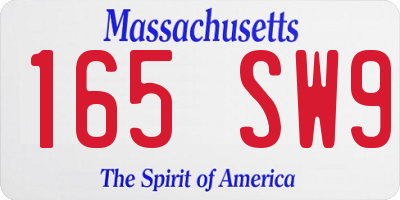 MA license plate 165SW9