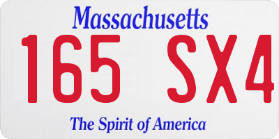 MA license plate 165SX4