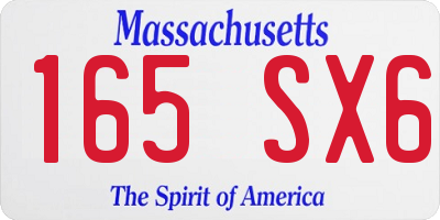 MA license plate 165SX6