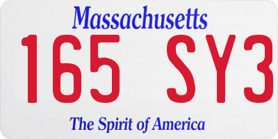 MA license plate 165SY3