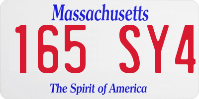 MA license plate 165SY4
