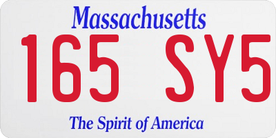 MA license plate 165SY5