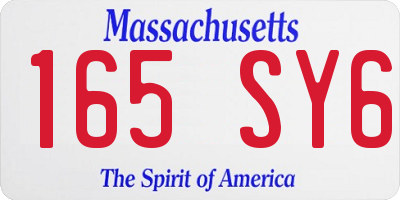 MA license plate 165SY6