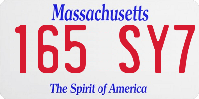 MA license plate 165SY7