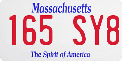 MA license plate 165SY8