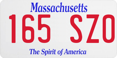 MA license plate 165SZ0