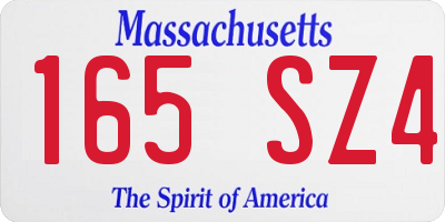 MA license plate 165SZ4