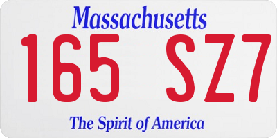 MA license plate 165SZ7