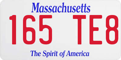 MA license plate 165TE8