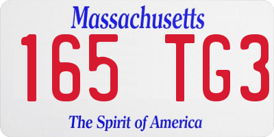 MA license plate 165TG3