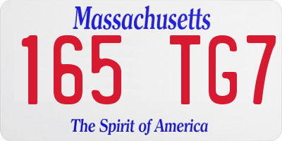 MA license plate 165TG7