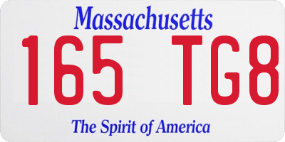 MA license plate 165TG8