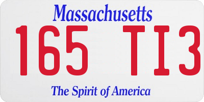 MA license plate 165TI3