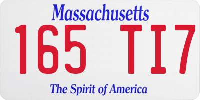 MA license plate 165TI7