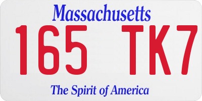 MA license plate 165TK7