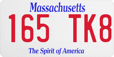 MA license plate 165TK8