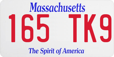 MA license plate 165TK9