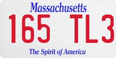 MA license plate 165TL3