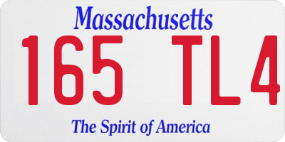 MA license plate 165TL4