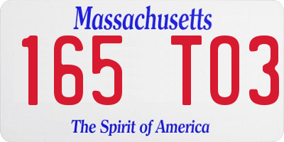 MA license plate 165TO3