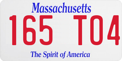 MA license plate 165TO4
