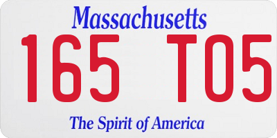 MA license plate 165TO5