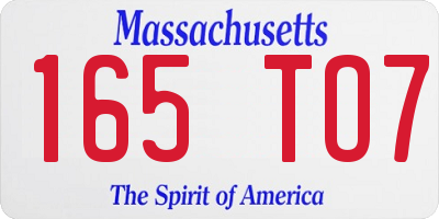 MA license plate 165TO7