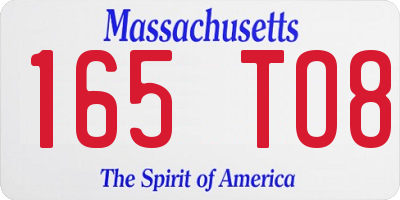 MA license plate 165TO8