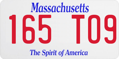 MA license plate 165TO9