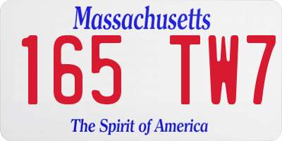 MA license plate 165TW7
