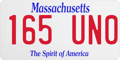 MA license plate 165UN0