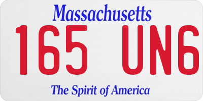 MA license plate 165UN6