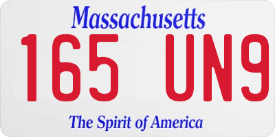 MA license plate 165UN9