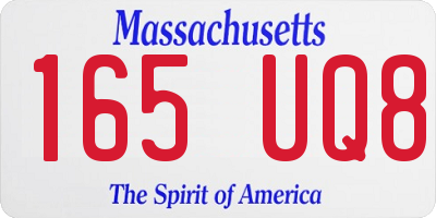 MA license plate 165UQ8