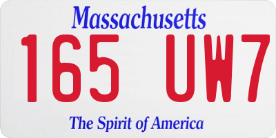MA license plate 165UW7