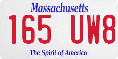 MA license plate 165UW8