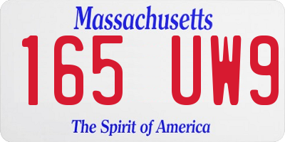MA license plate 165UW9