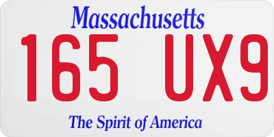 MA license plate 165UX9