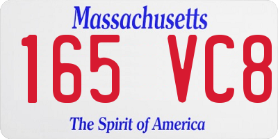 MA license plate 165VC8