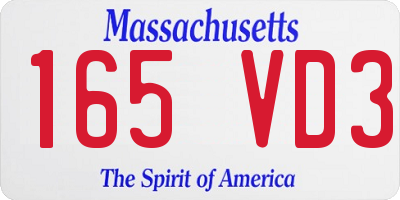 MA license plate 165VD3
