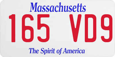 MA license plate 165VD9