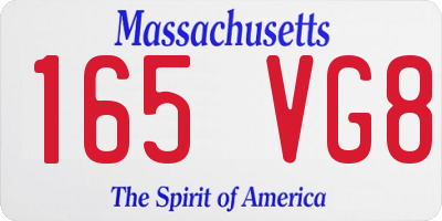 MA license plate 165VG8