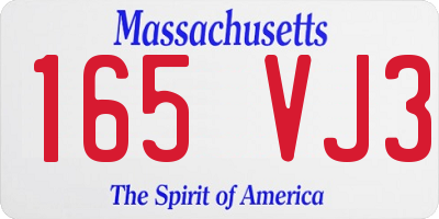 MA license plate 165VJ3