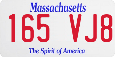 MA license plate 165VJ8