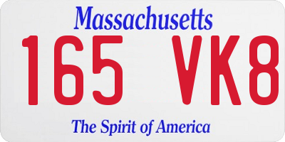 MA license plate 165VK8